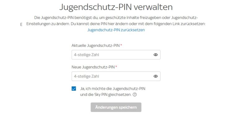 Sky Jugendschutz Pin Wird Nicht Akzeptiert